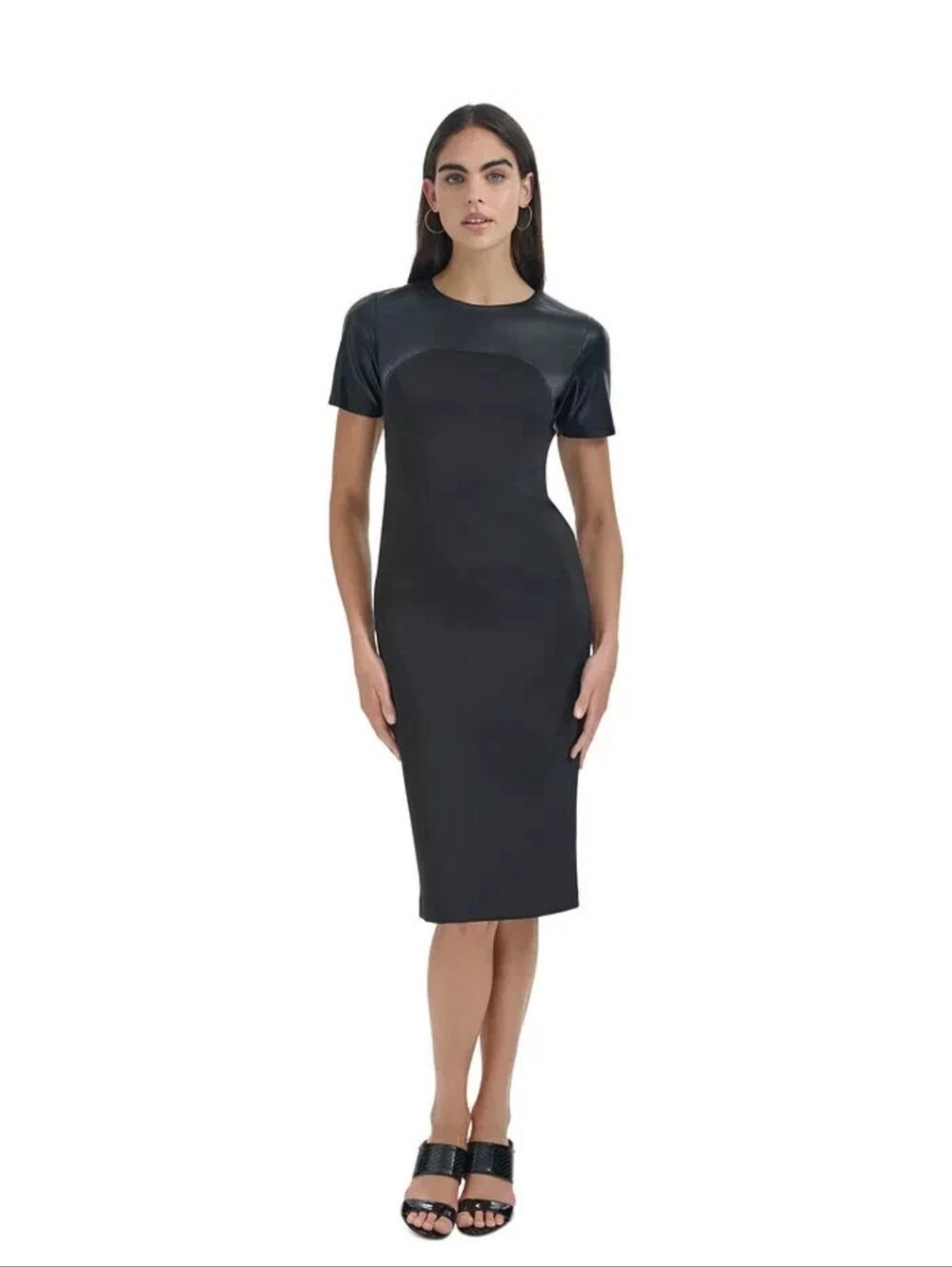 Calvin Klein Black Short Sleeve Midi Dress Sz 8 NWT